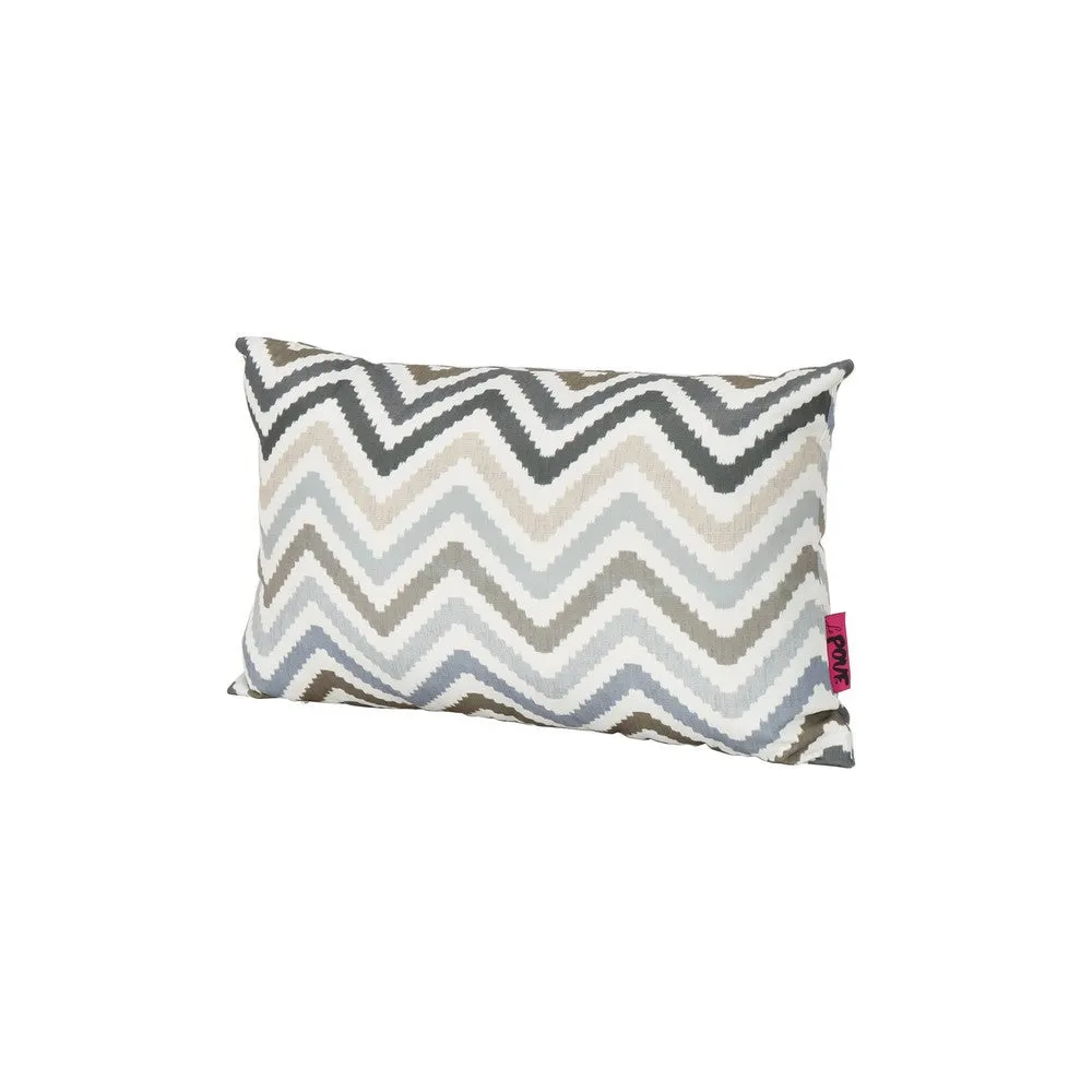 Cylie Outdoor Throw Pillow Set of 2, 12 x 18, Brown Zigzag Stripes, Gray By Casagear Home