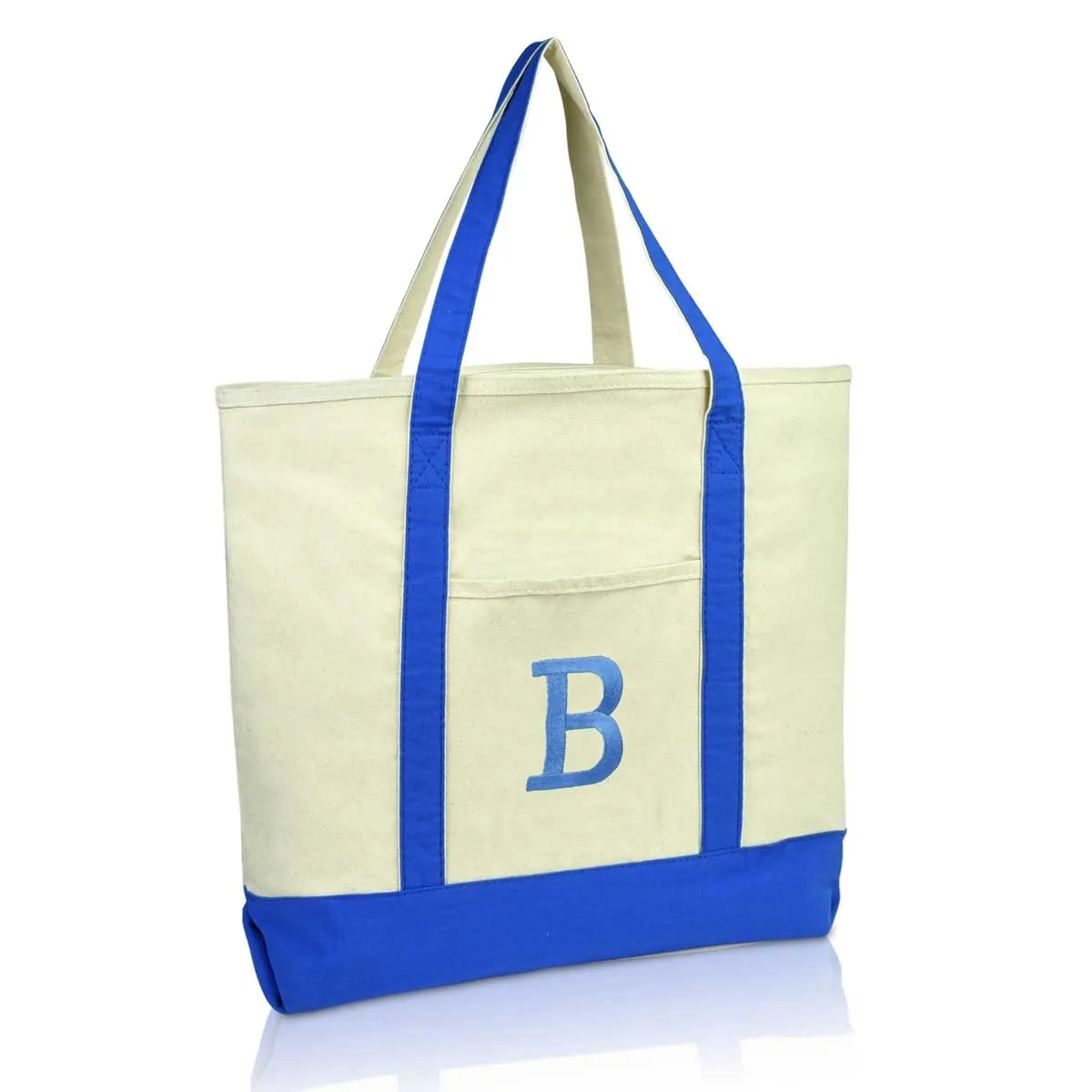 Dalix Initial Tote Bag Personalized Monogram Zippered Top Letter - B