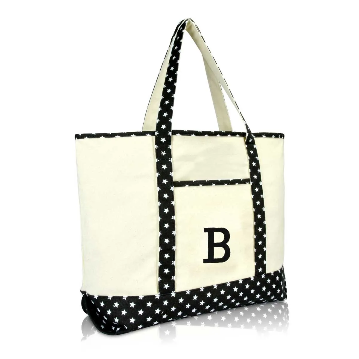 Dalix Initial Tote Bag Personalized Monogram Zippered Top Letter - B