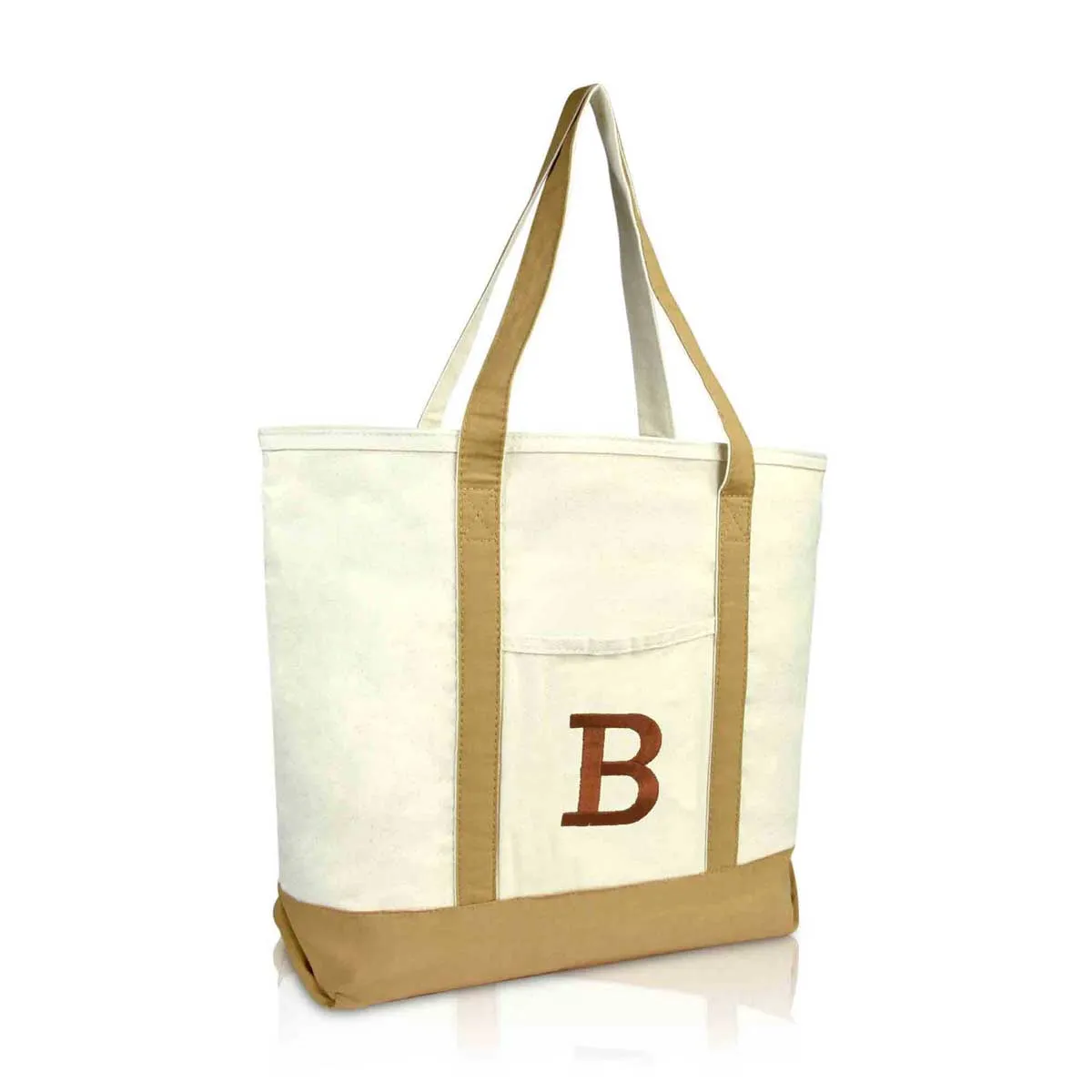 Dalix Initial Tote Bag Personalized Monogram Zippered Top Letter - B