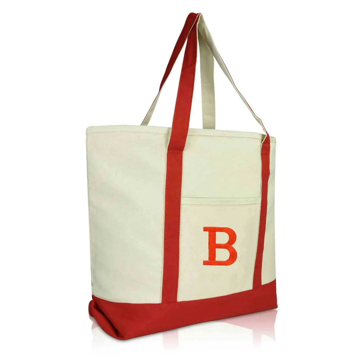 Dalix Initial Tote Bag Personalized Monogram Zippered Top Letter - B