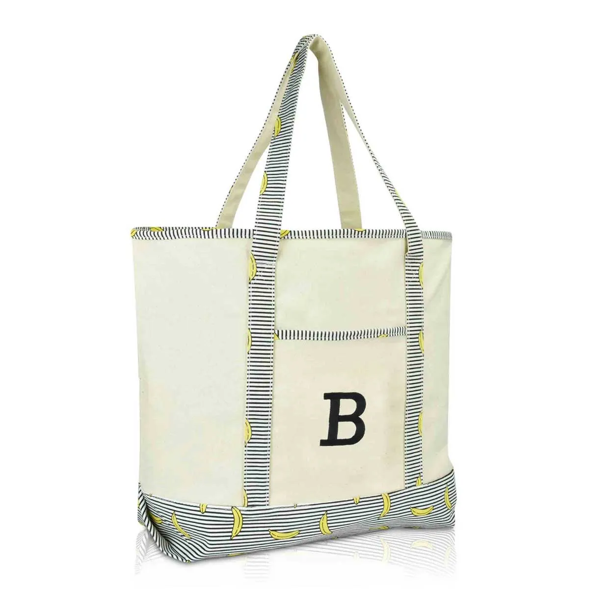 Dalix Initial Tote Bag Personalized Monogram Zippered Top Letter - B