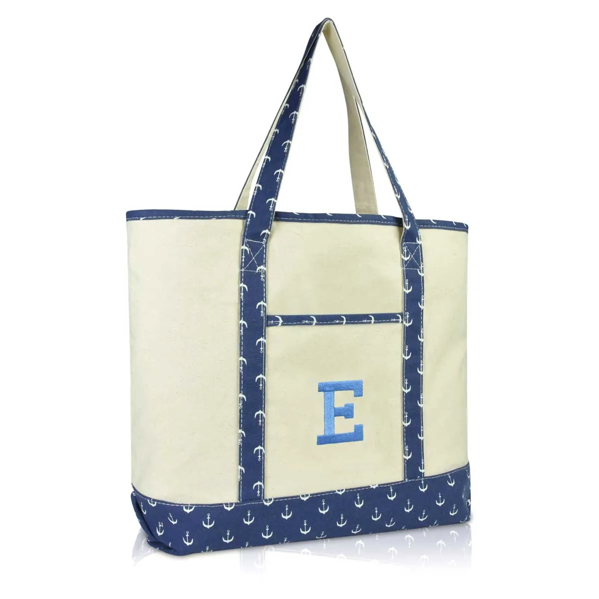 Dalix Initial Tote Bag Personalized Monogram Zippered Top Letter - E