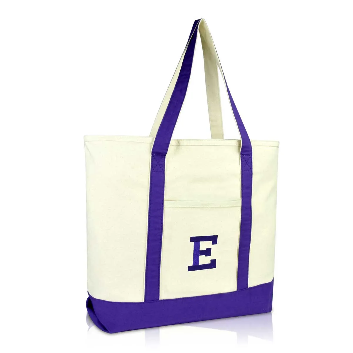 Dalix Initial Tote Bag Personalized Monogram Zippered Top Letter - E