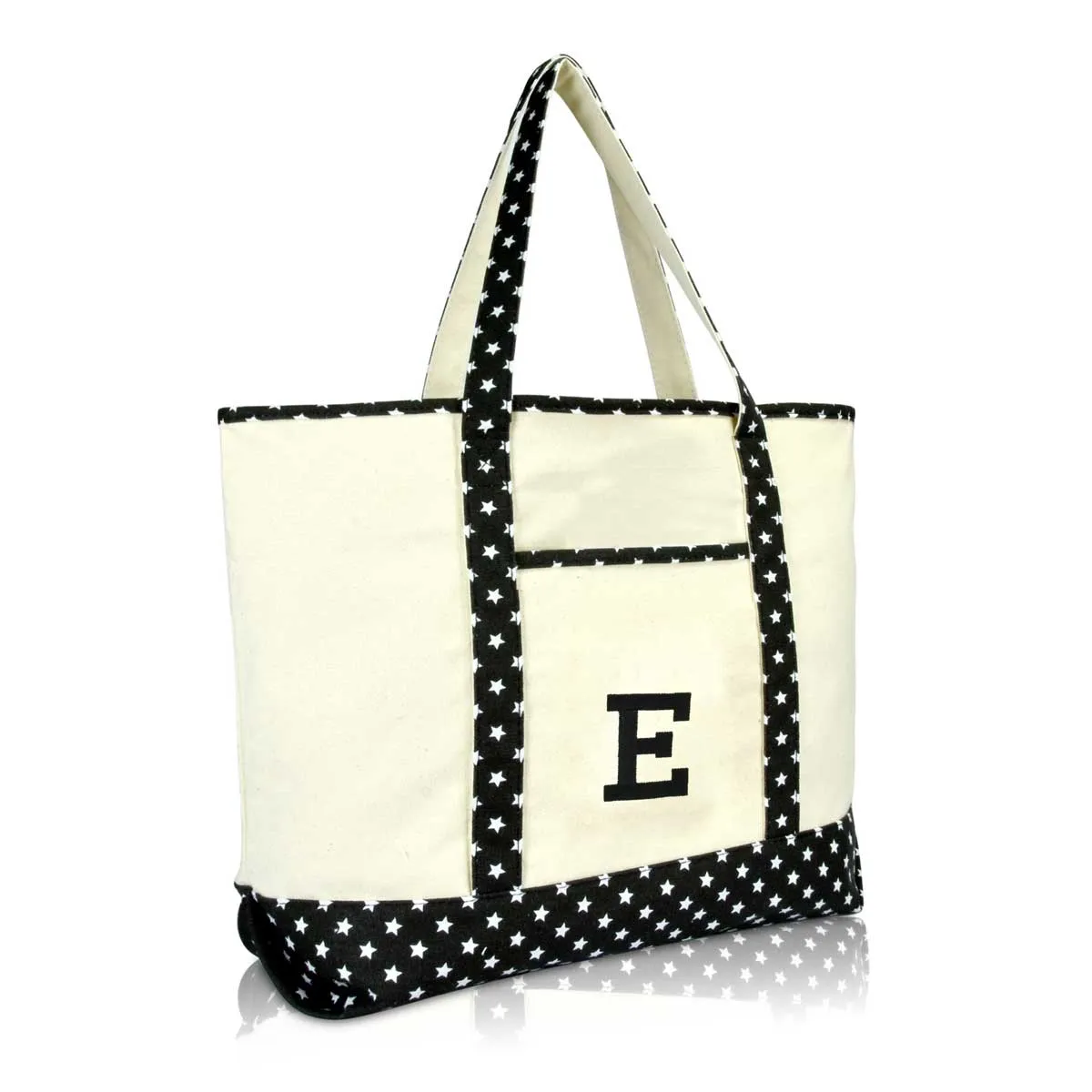 Dalix Initial Tote Bag Personalized Monogram Zippered Top Letter - E