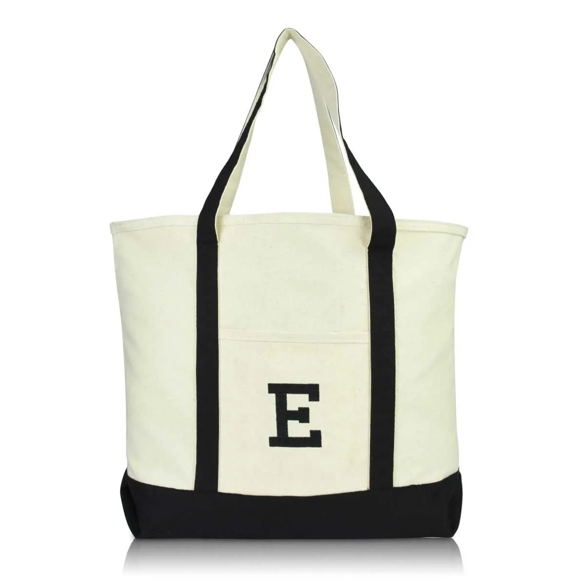 Dalix Initial Tote Bag Personalized Monogram Zippered Top Letter - E