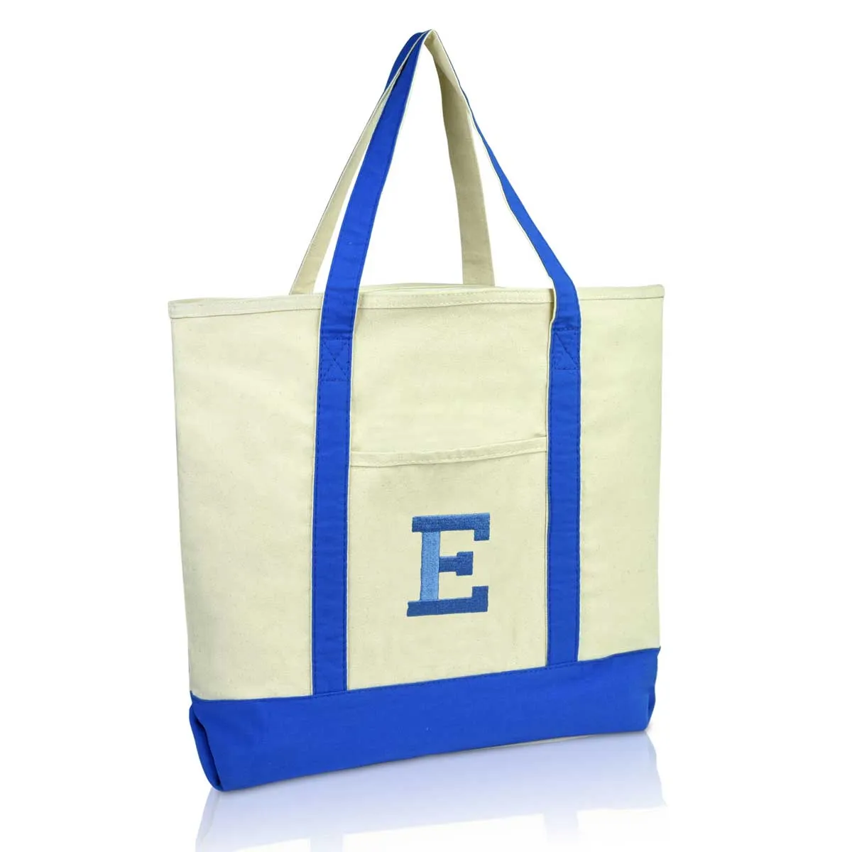 Dalix Initial Tote Bag Personalized Monogram Zippered Top Letter - E