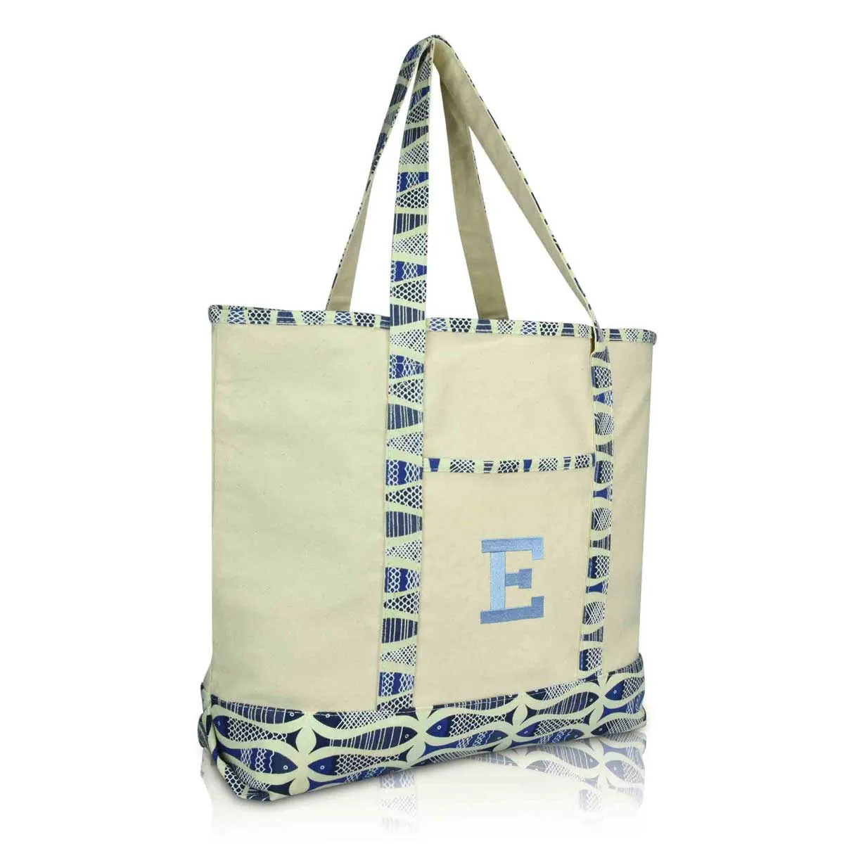 Dalix Initial Tote Bag Personalized Monogram Zippered Top Letter - E