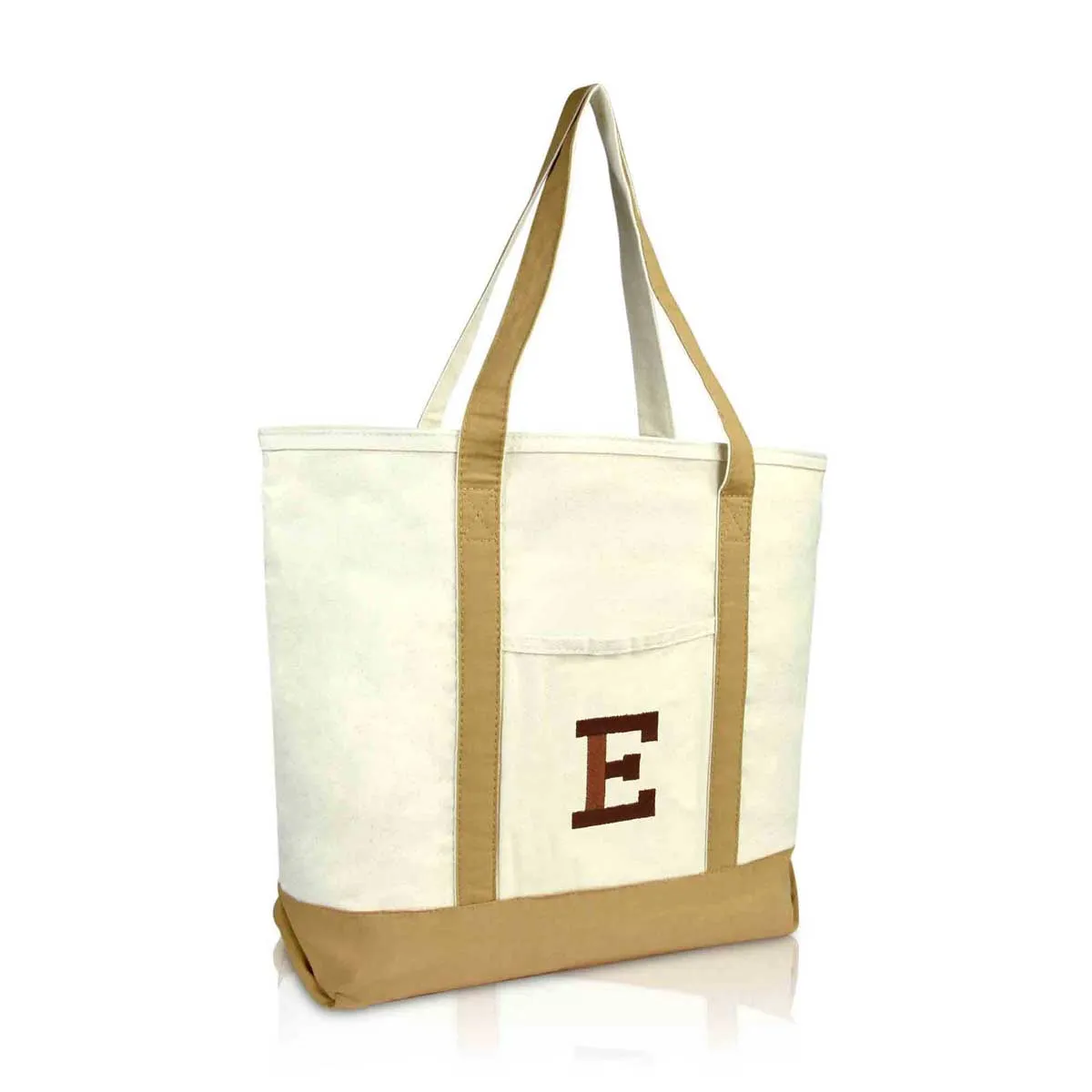 Dalix Initial Tote Bag Personalized Monogram Zippered Top Letter - E