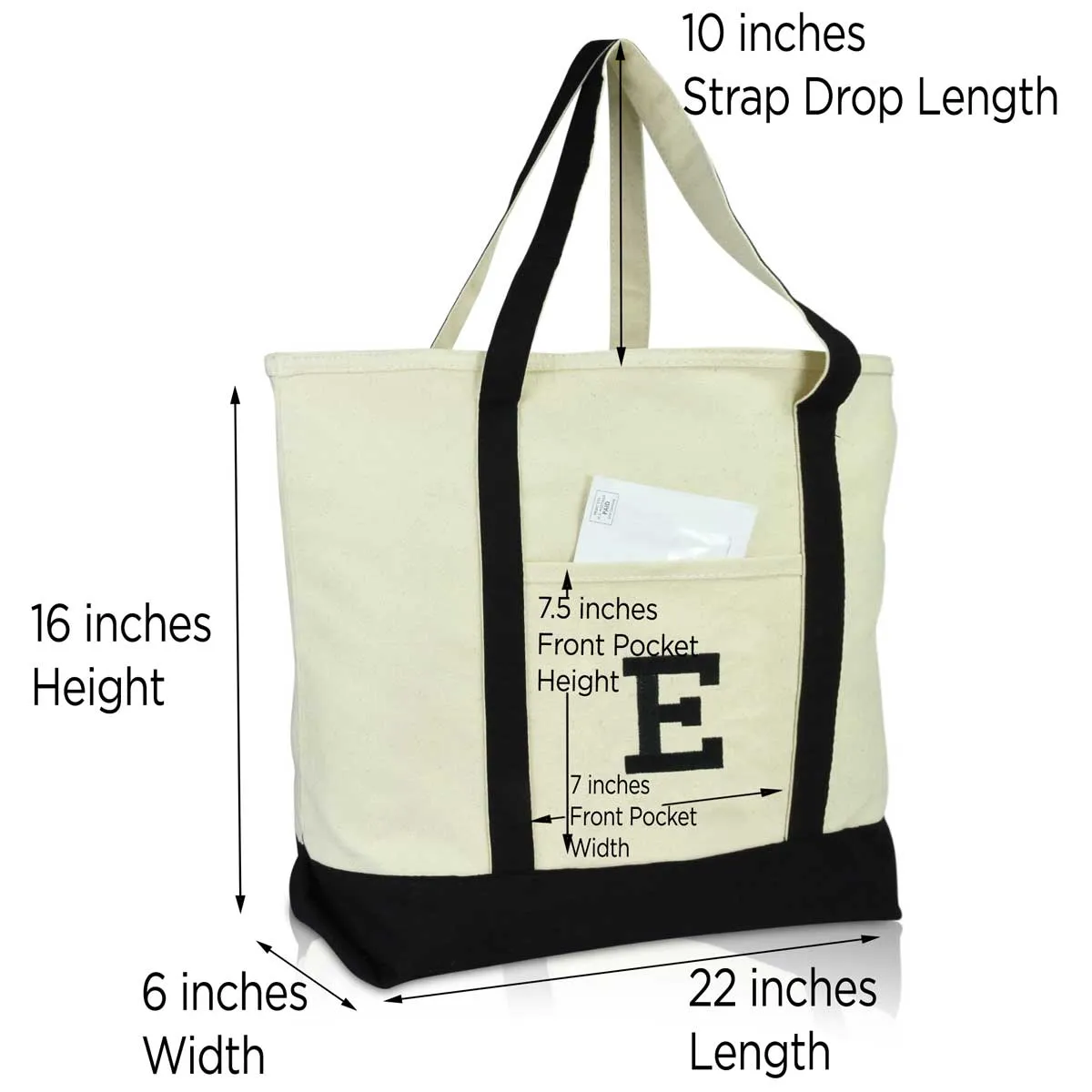 Dalix Initial Tote Bag Personalized Monogram Zippered Top Letter - E