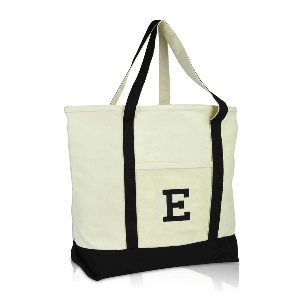 Dalix Initial Tote Bag Personalized Monogram Zippered Top Letter - E