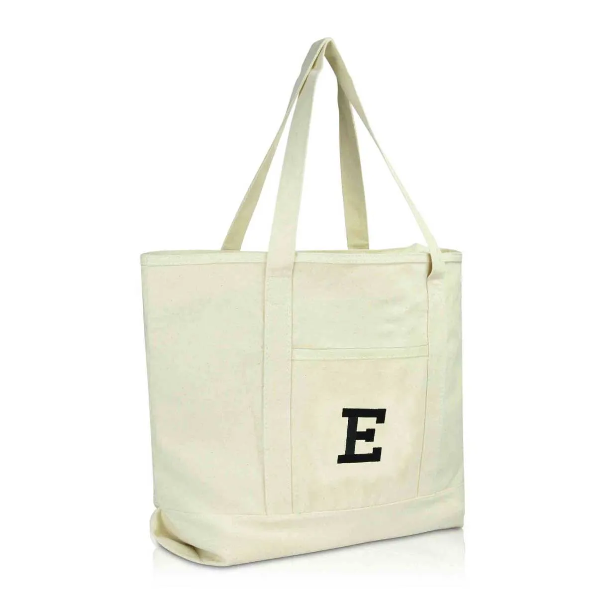 Dalix Initial Tote Bag Personalized Monogram Zippered Top Letter - E