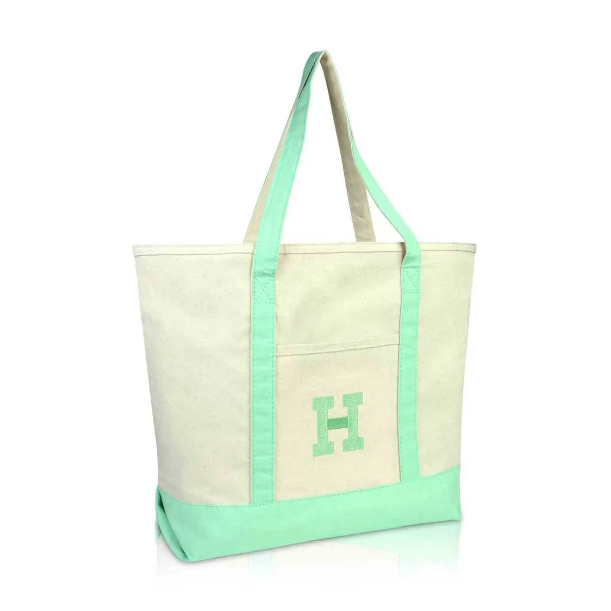 Dalix Initial Tote Bag Personalized Monogram Zippered Top Letter - H