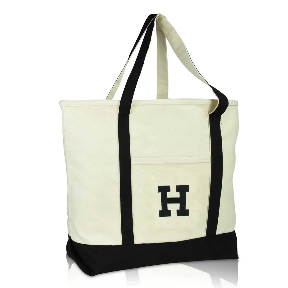 Dalix Initial Tote Bag Personalized Monogram Zippered Top Letter - H