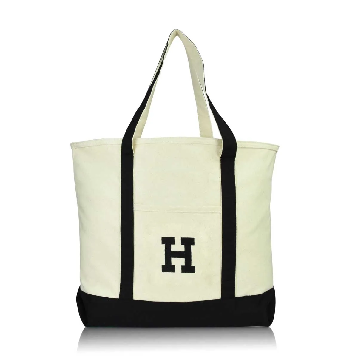 Dalix Initial Tote Bag Personalized Monogram Zippered Top Letter - H