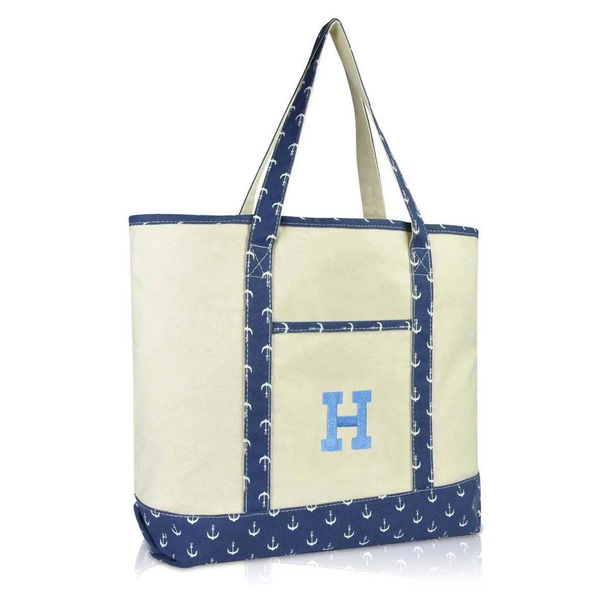 Dalix Initial Tote Bag Personalized Monogram Zippered Top Letter - H