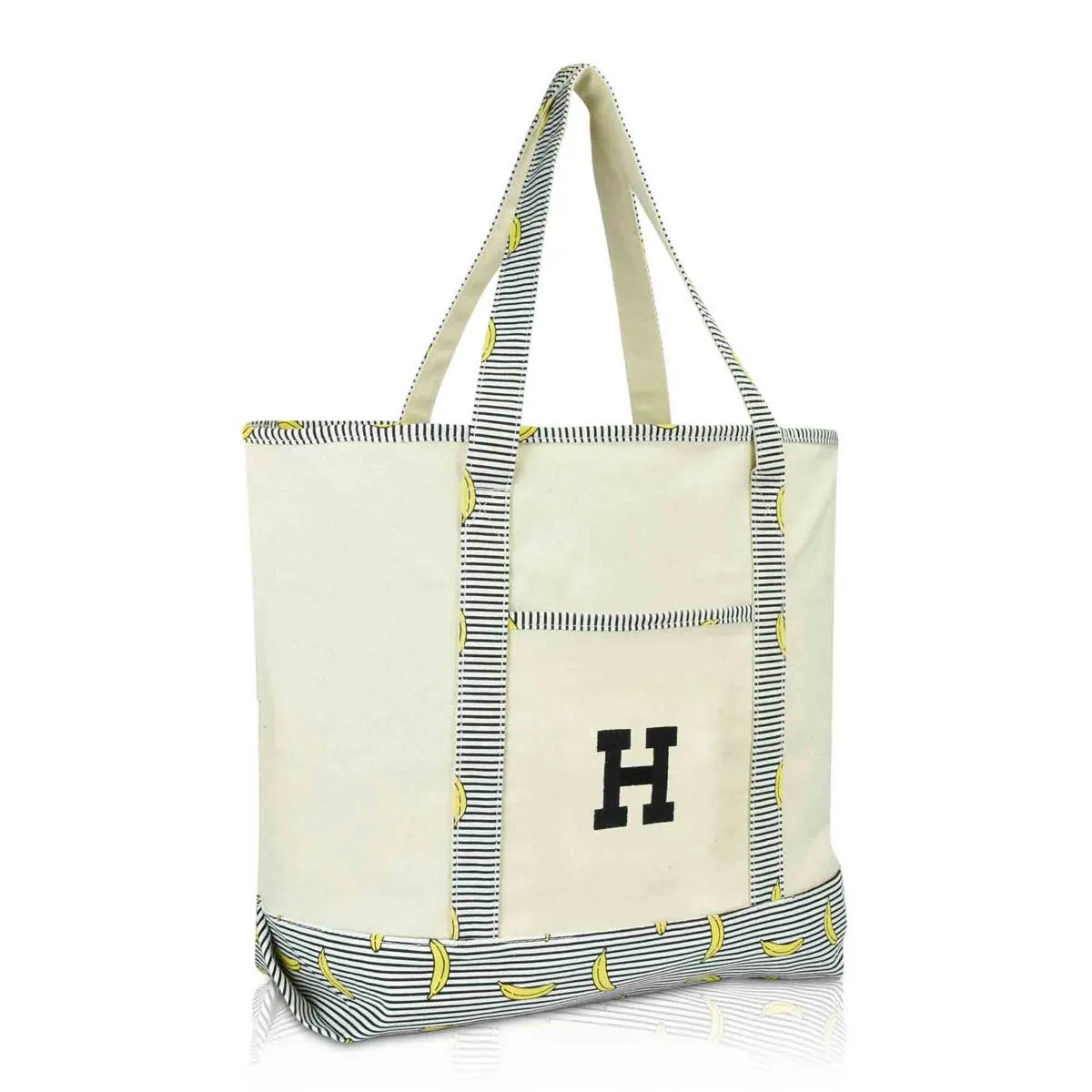 Dalix Initial Tote Bag Personalized Monogram Zippered Top Letter - H