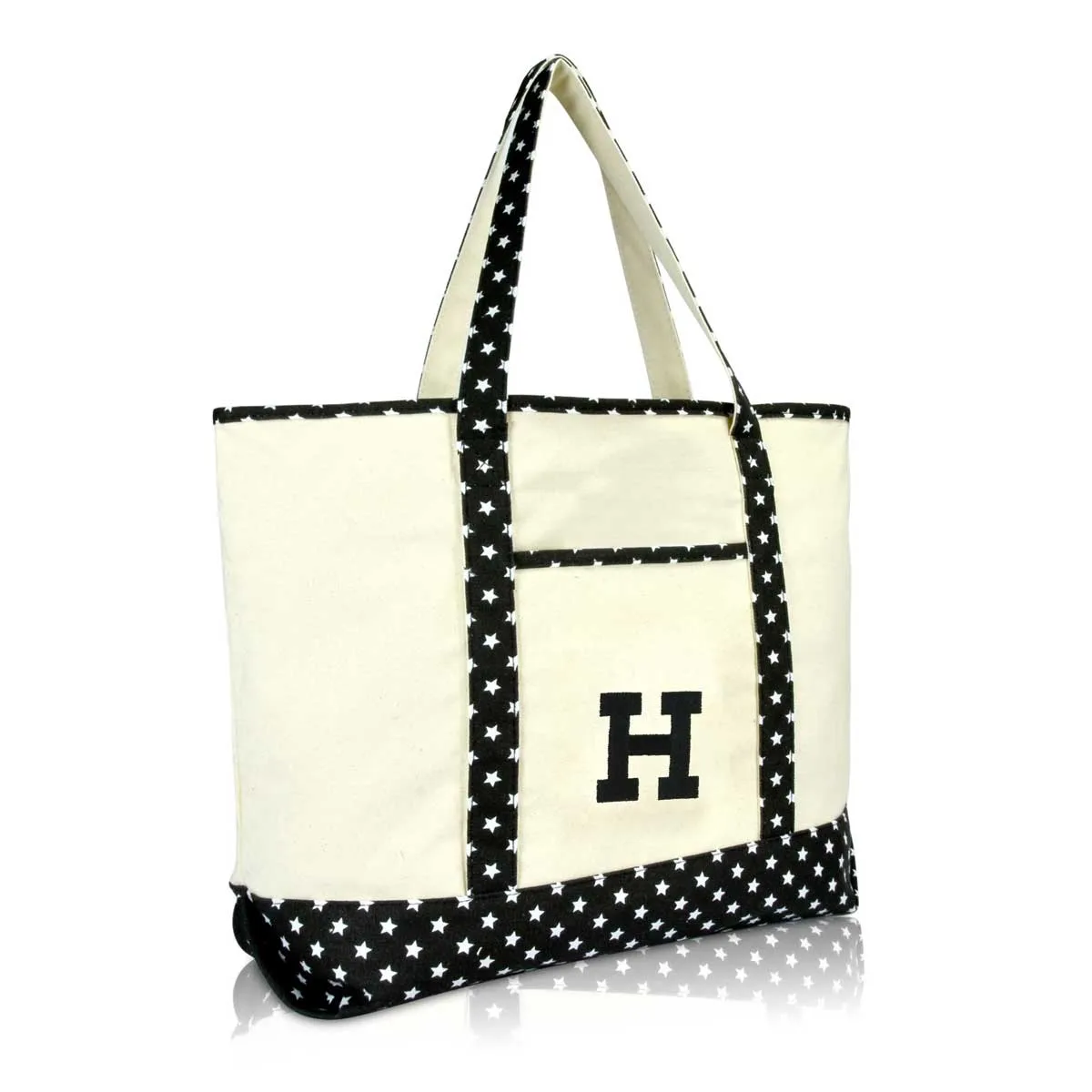 Dalix Initial Tote Bag Personalized Monogram Zippered Top Letter - H