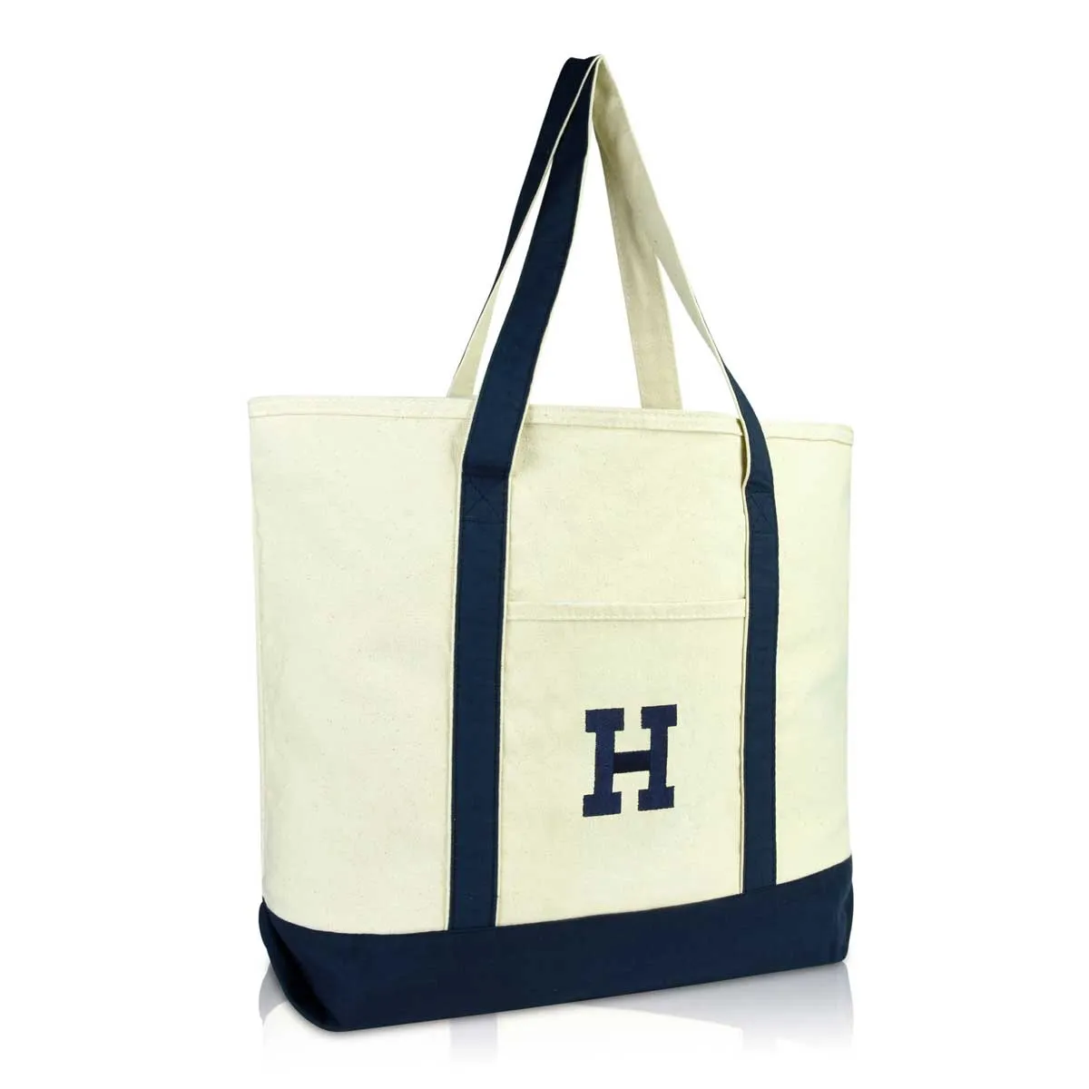 Dalix Initial Tote Bag Personalized Monogram Zippered Top Letter - H