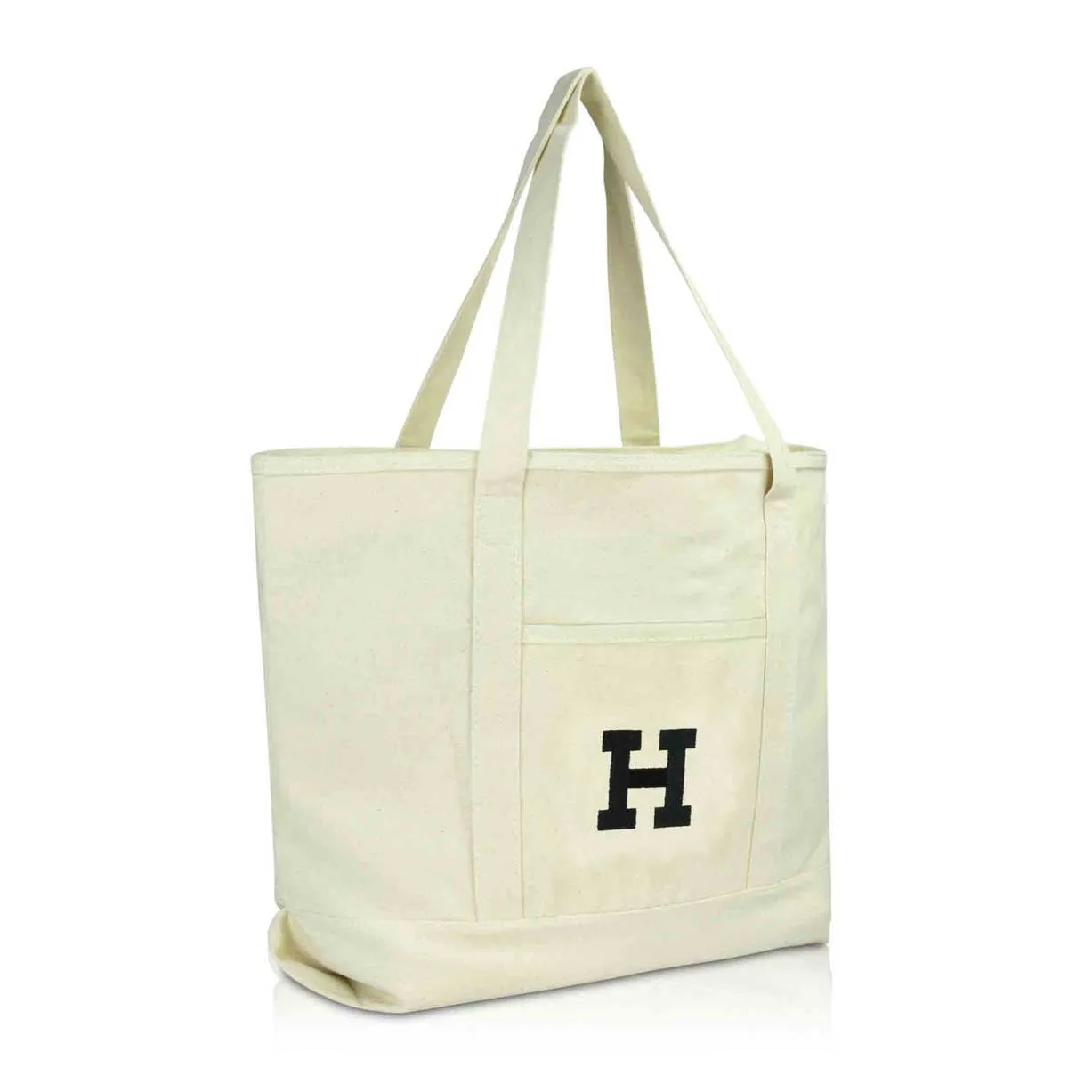 Dalix Initial Tote Bag Personalized Monogram Zippered Top Letter - H