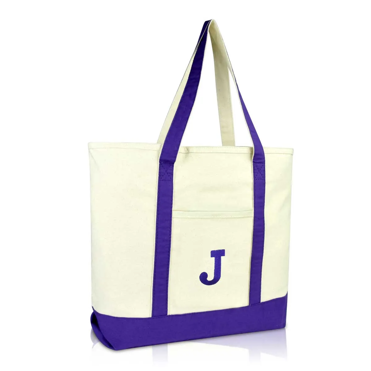 Dalix Initial Tote Bag Personalized Monogram Zippered Top Letter - J