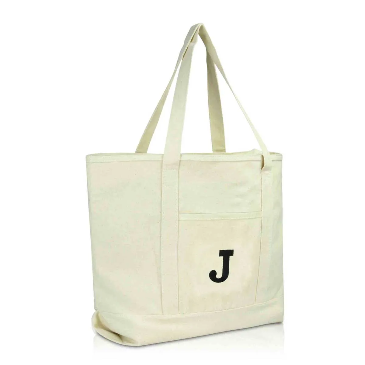 Dalix Initial Tote Bag Personalized Monogram Zippered Top Letter - J