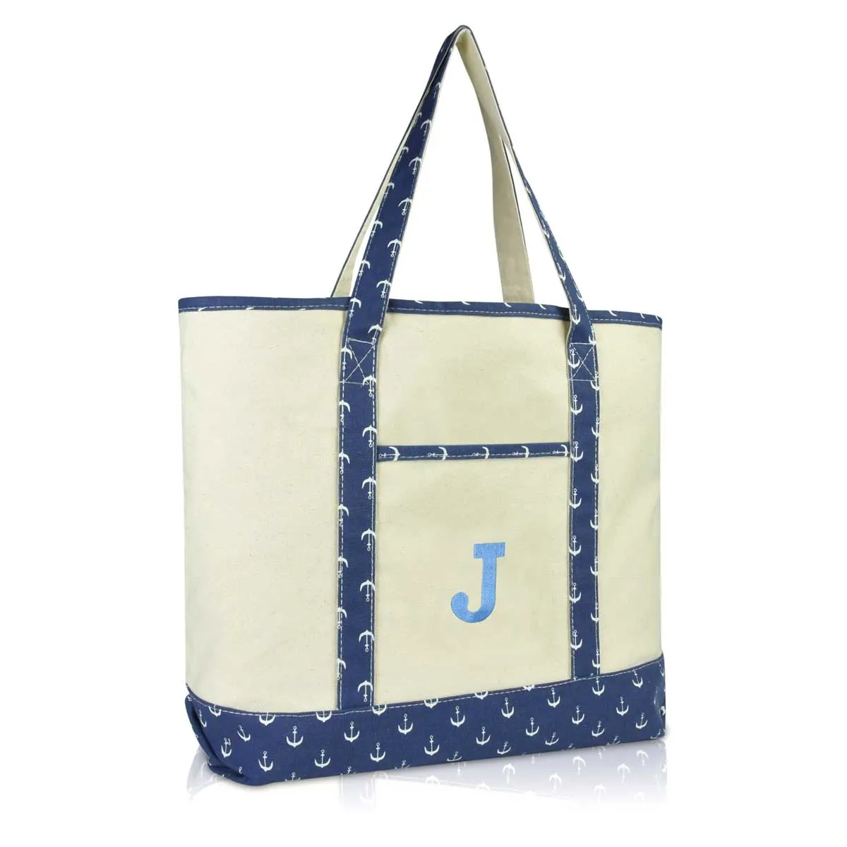 Dalix Initial Tote Bag Personalized Monogram Zippered Top Letter - J