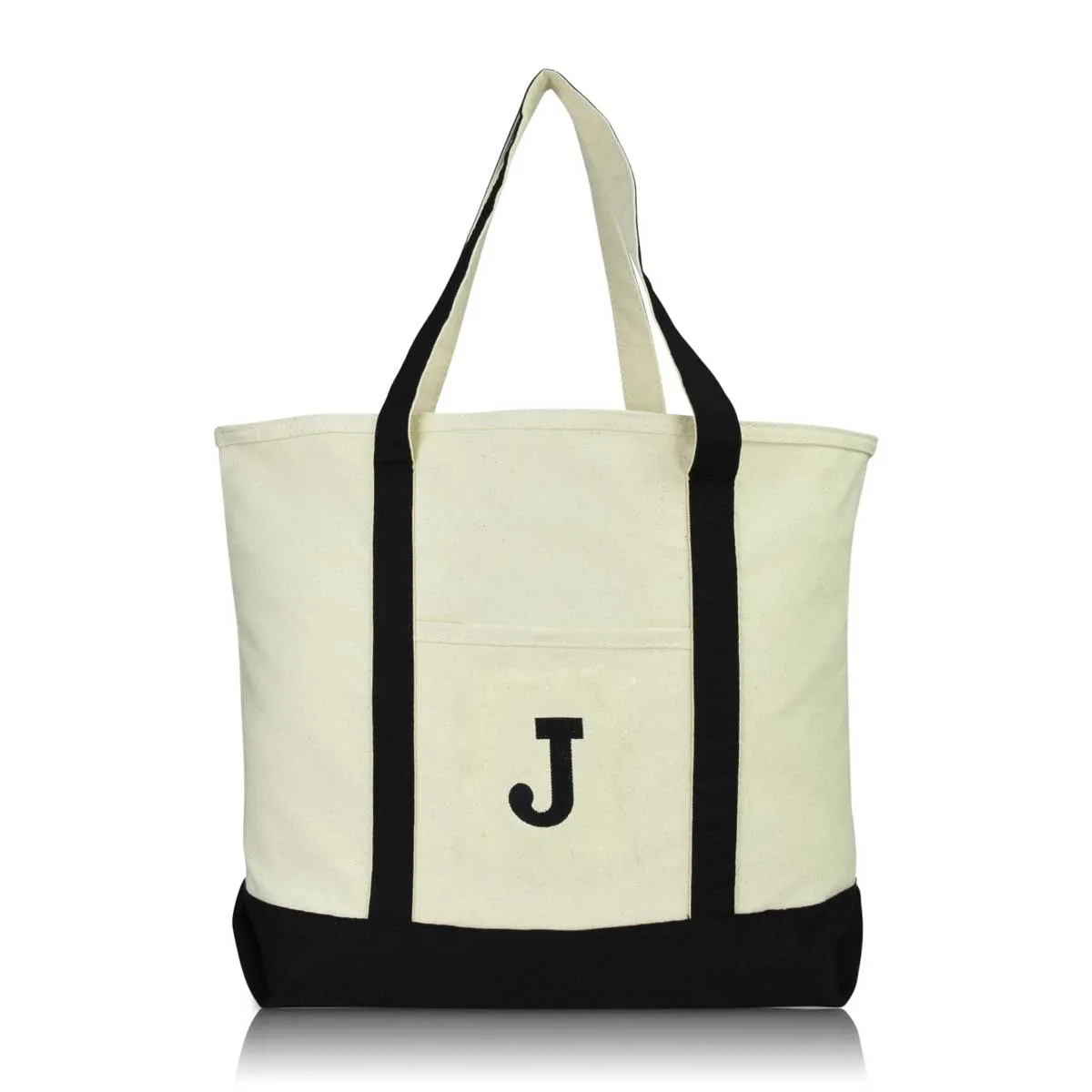 Dalix Initial Tote Bag Personalized Monogram Zippered Top Letter - J