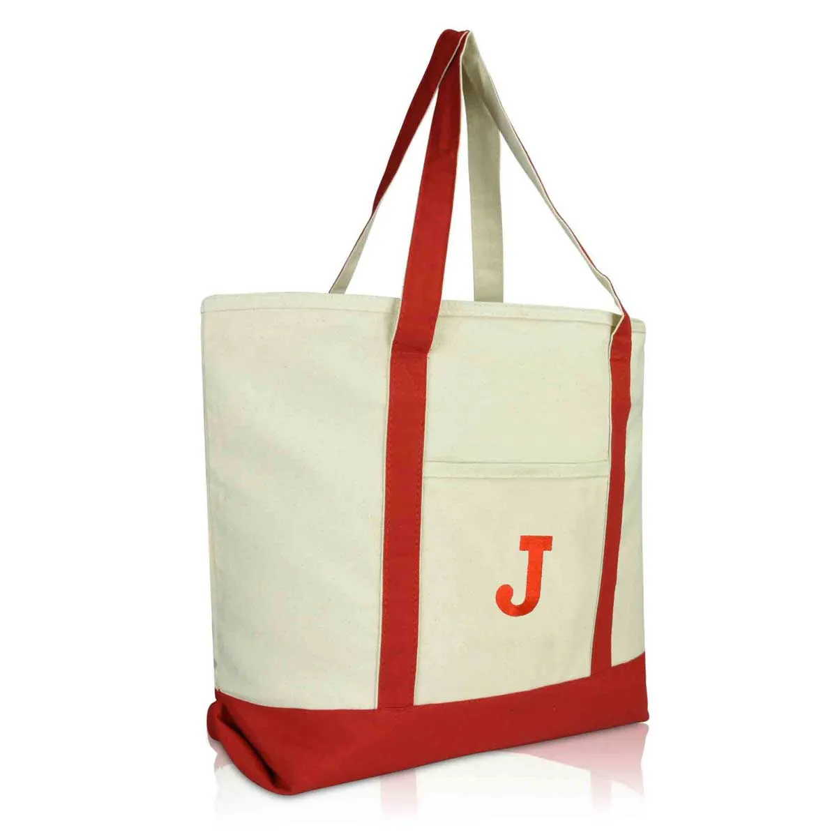 Dalix Initial Tote Bag Personalized Monogram Zippered Top Letter - J