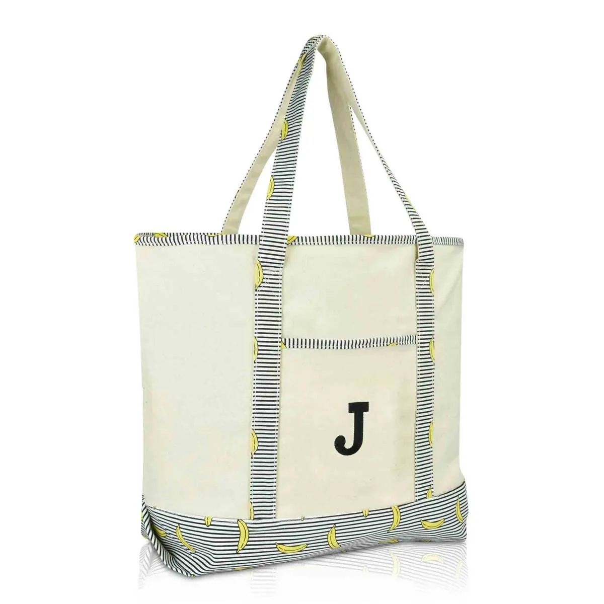 Dalix Initial Tote Bag Personalized Monogram Zippered Top Letter - J