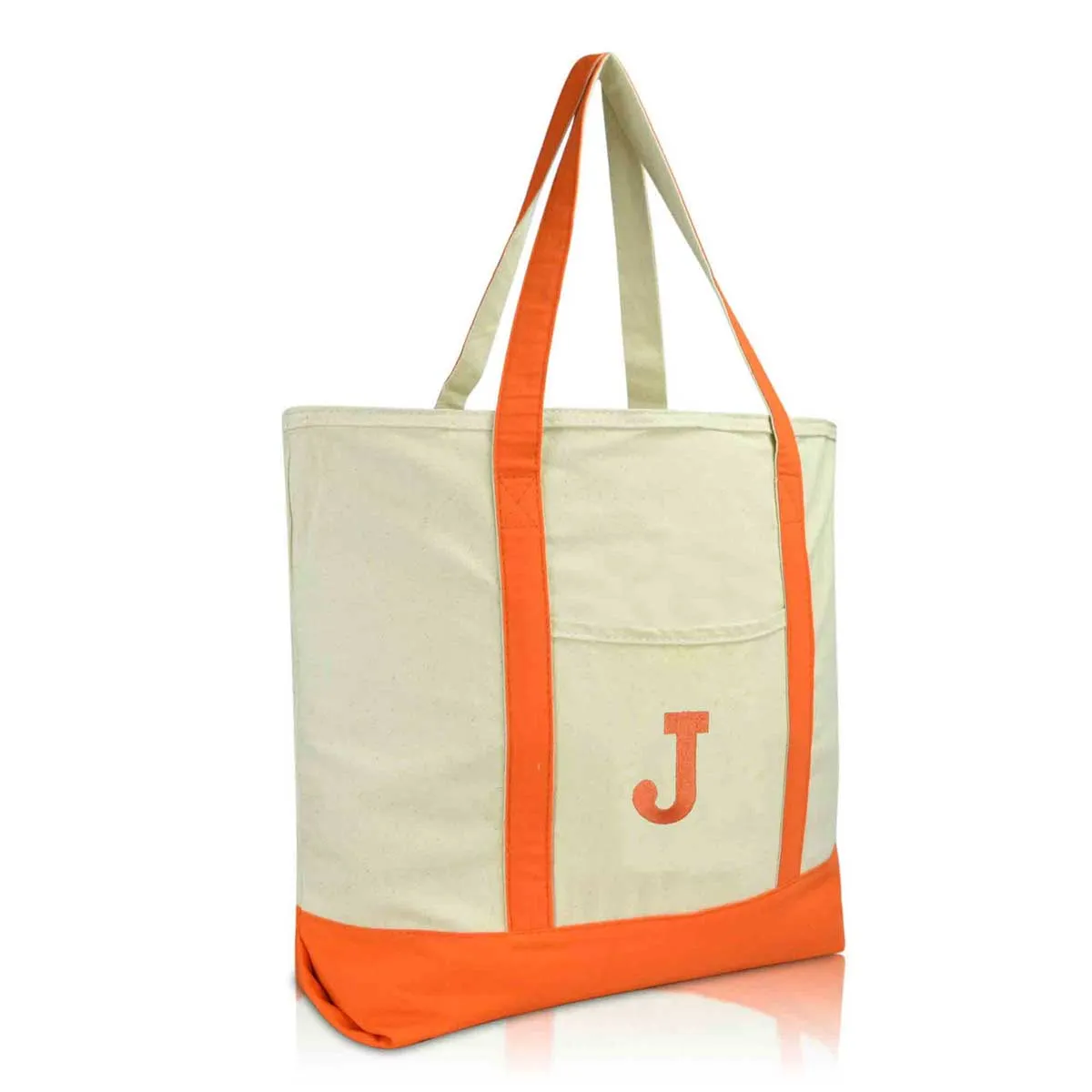 Dalix Initial Tote Bag Personalized Monogram Zippered Top Letter - J