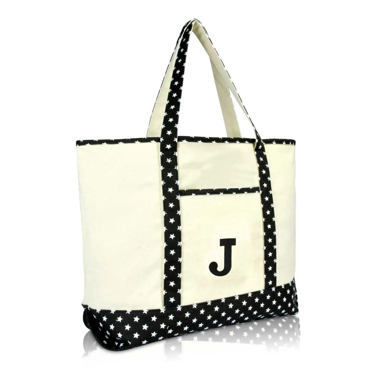 Dalix Initial Tote Bag Personalized Monogram Zippered Top Letter - J