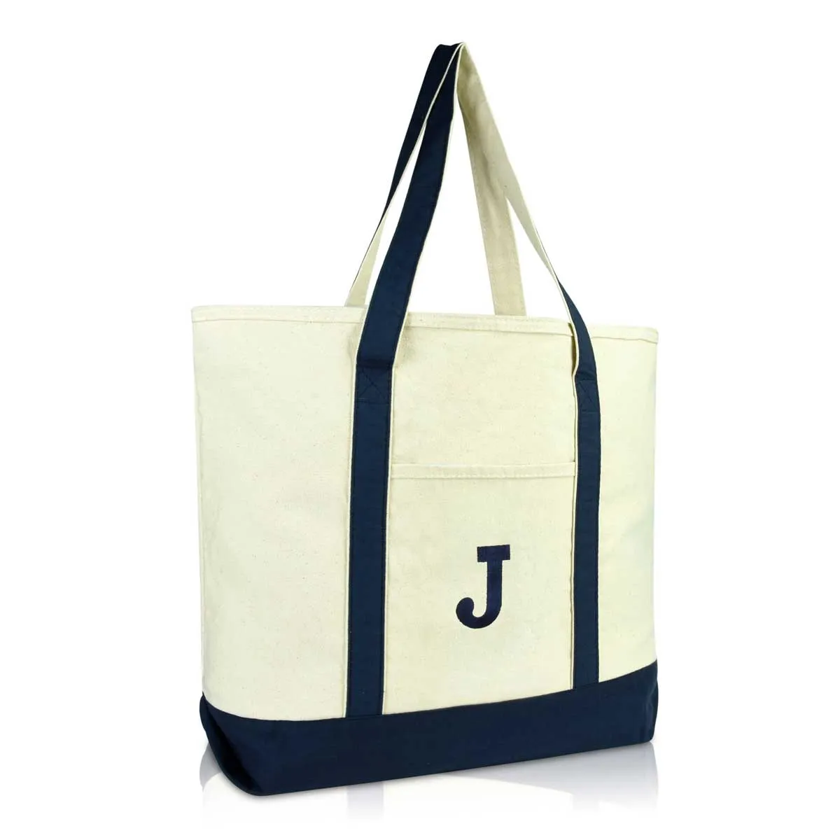 Dalix Initial Tote Bag Personalized Monogram Zippered Top Letter - J