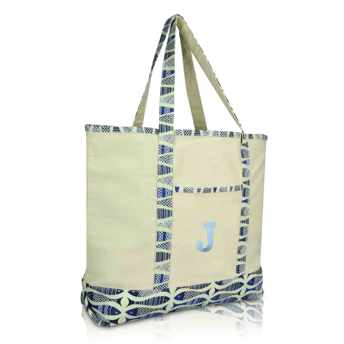 Dalix Initial Tote Bag Personalized Monogram Zippered Top Letter - J