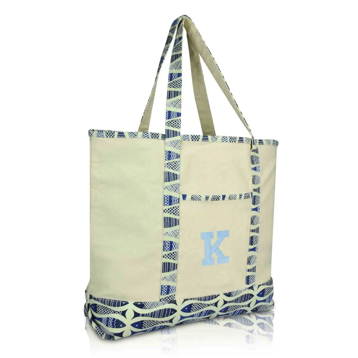 Dalix Initial Tote Bag Personalized Monogram Zippered Top Letter - K