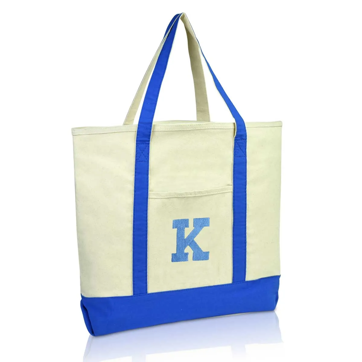 Dalix Initial Tote Bag Personalized Monogram Zippered Top Letter - K