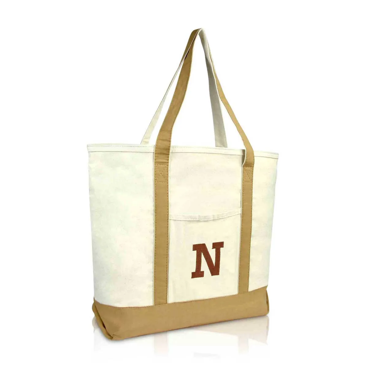 Dalix Initial Tote Bag Personalized Monogram Zippered Top Letter - N