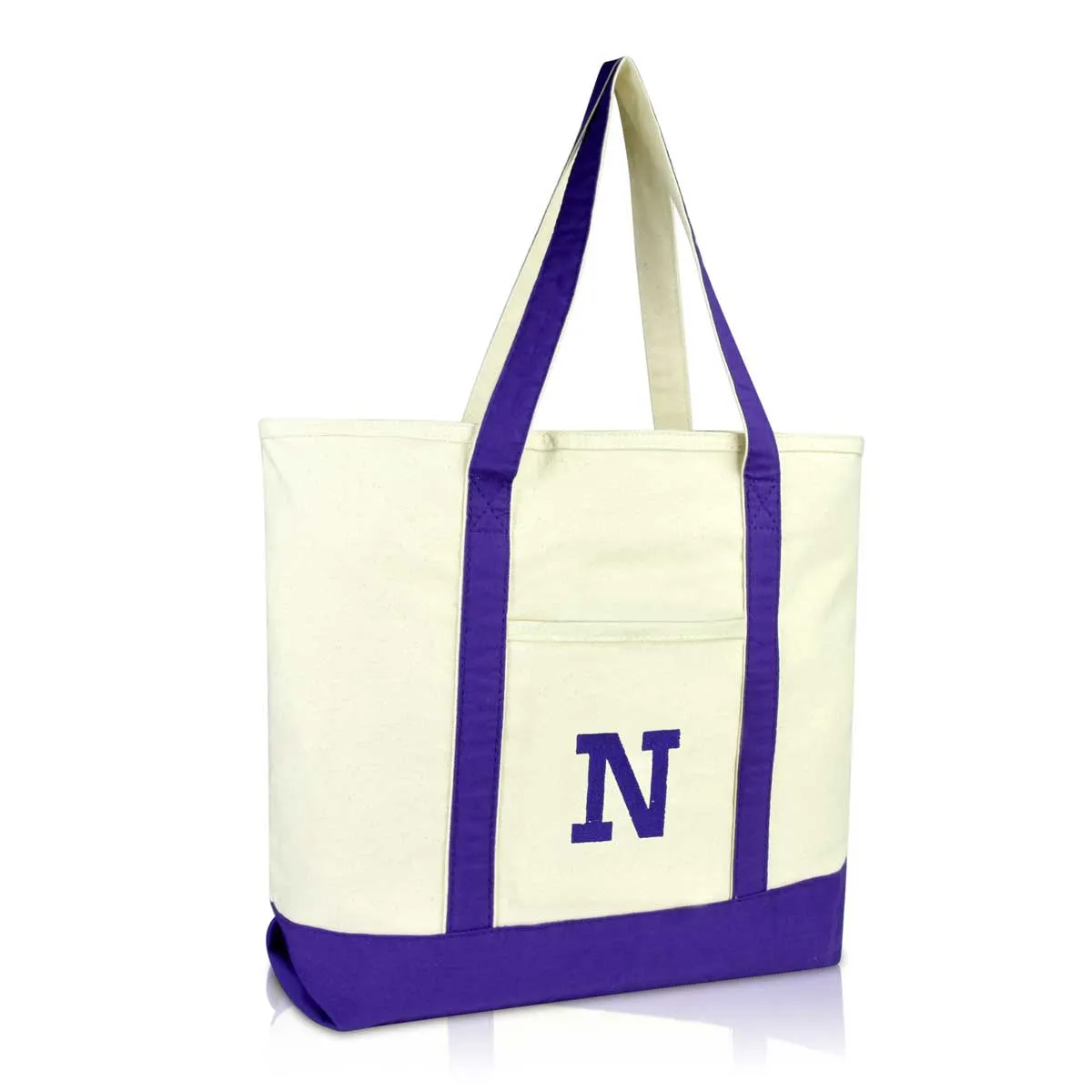 Dalix Initial Tote Bag Personalized Monogram Zippered Top Letter - N