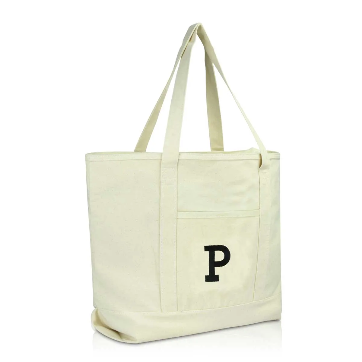 Dalix Initial Tote Bag Personalized Monogram Zippered Top Letter - P