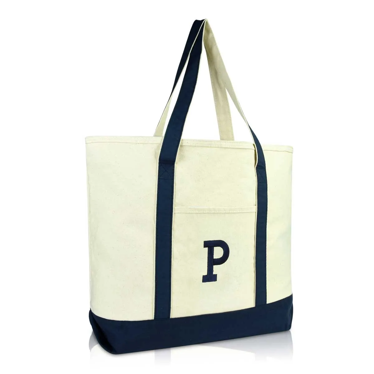 Dalix Initial Tote Bag Personalized Monogram Zippered Top Letter - P