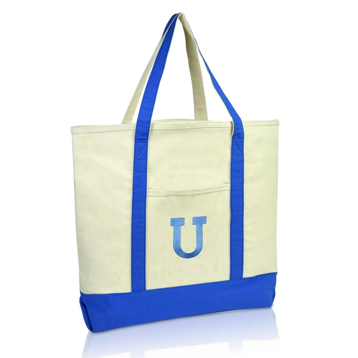 Dalix Initial Tote Bag Personalized Monogram Zippered Top Letter - U