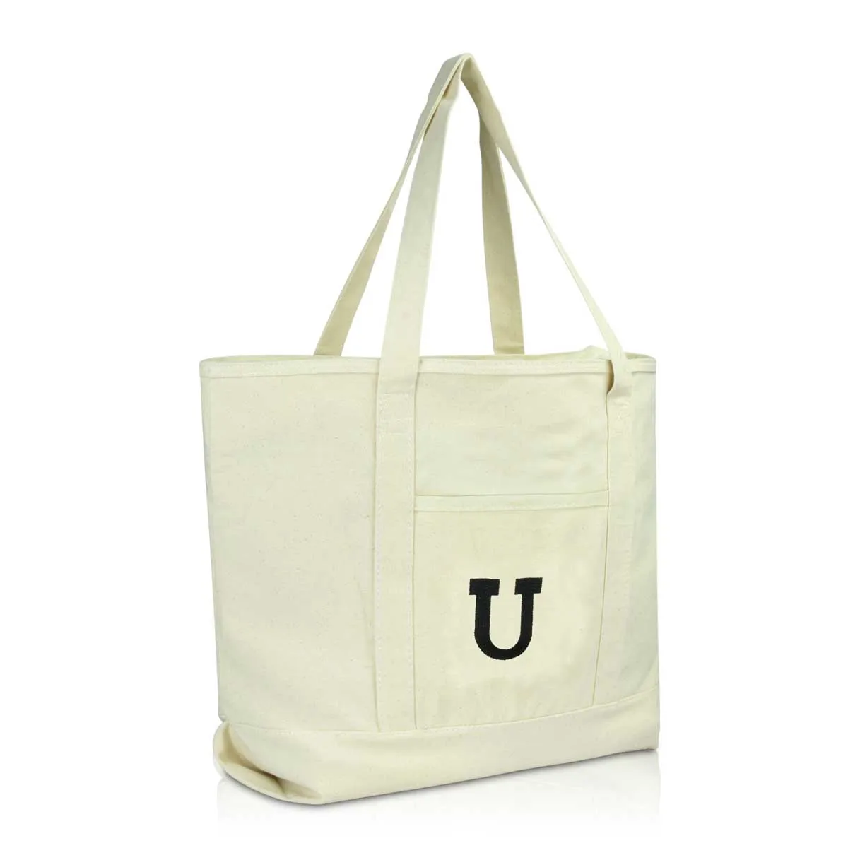 Dalix Initial Tote Bag Personalized Monogram Zippered Top Letter - U