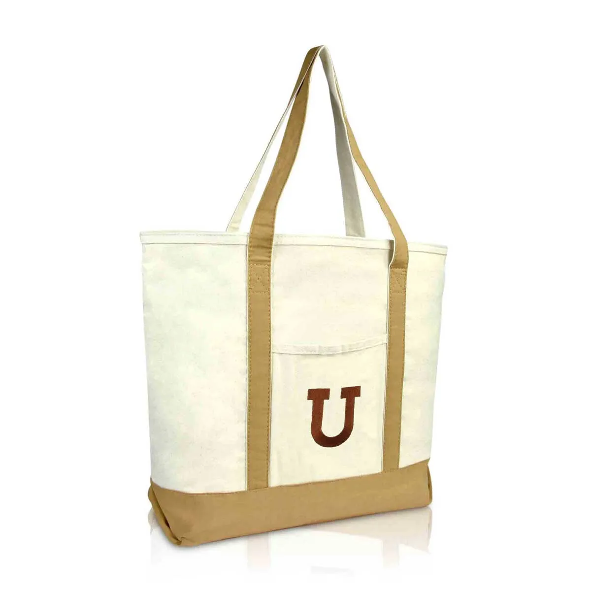 Dalix Initial Tote Bag Personalized Monogram Zippered Top Letter - U