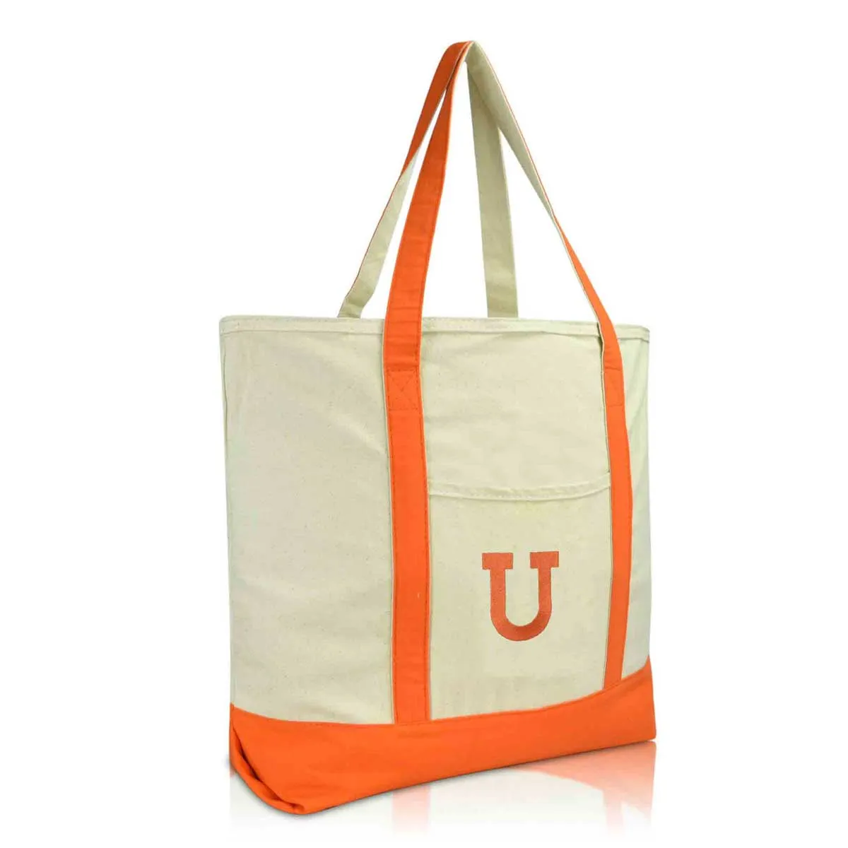 Dalix Initial Tote Bag Personalized Monogram Zippered Top Letter - U