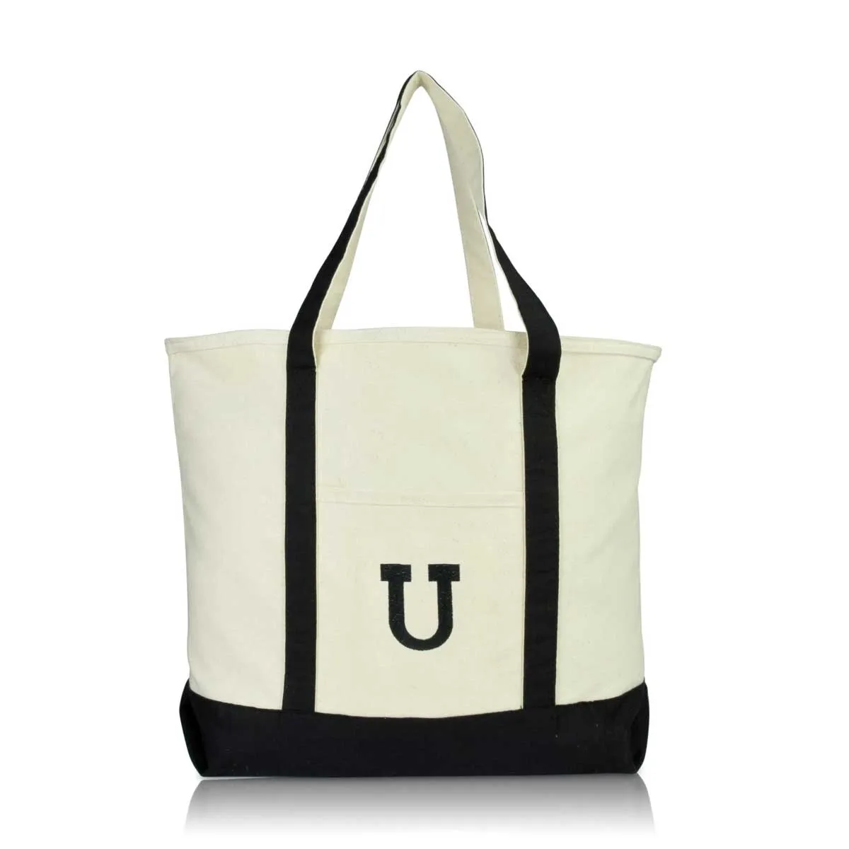 Dalix Initial Tote Bag Personalized Monogram Zippered Top Letter - U