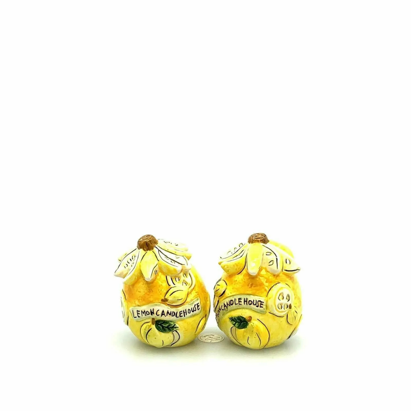 Dantes Design Group Lemon Candle House Salt Pepper Shakers Set Pair Ceramic