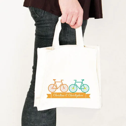 Double Bicycle Personalized Tote Bag Tote Bag with Gussets Lilac