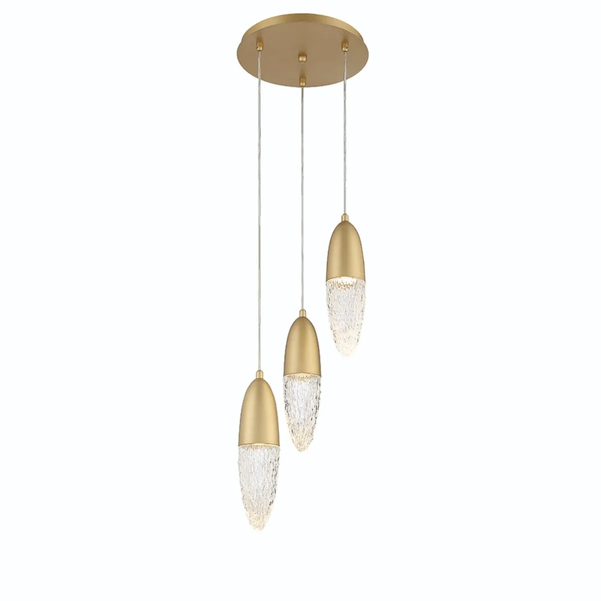 Ecrou 12 in. 3 Lights LED Chandelier Gold Finish