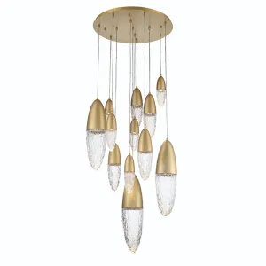 Ecrou 30 in. 12 Lights LED Chandelier Gold Finish