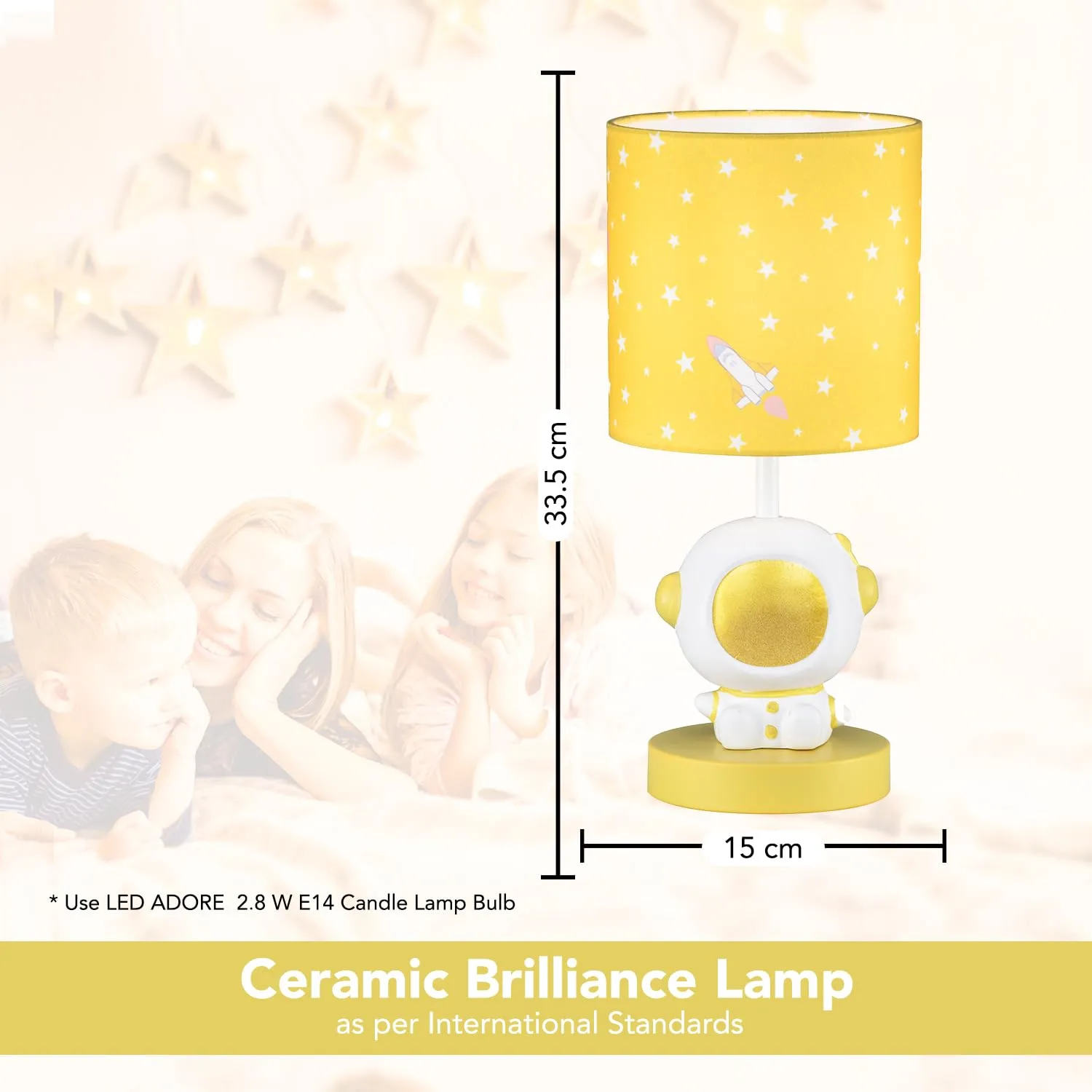 Ekhasa Ceramic Side Table Lamp for Kids Bedroom | Bedside Night Lamps for Children | Aesthetic Table Lamp for Girls & Boys Study Table & Kids Room | Cute Small Beautiful Bed Side Reading Light Lamp